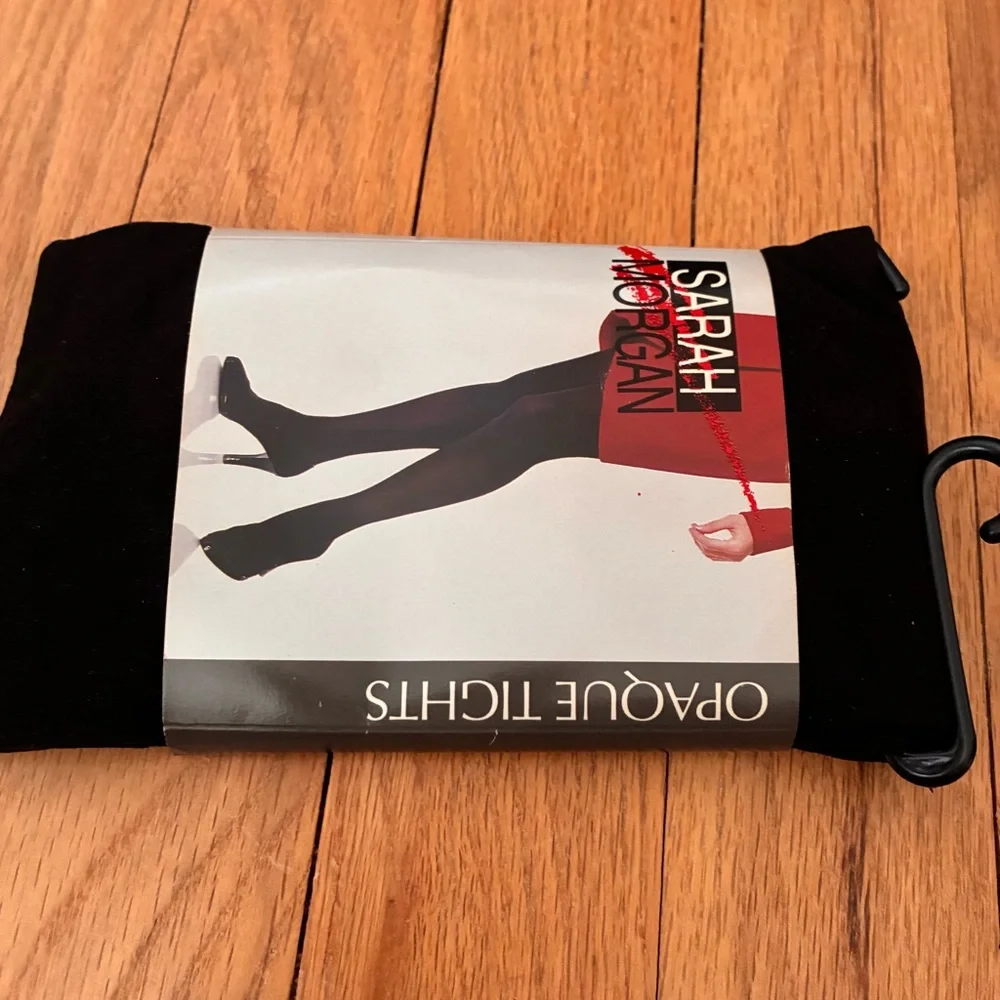 NWT Sarah Morgan Opaque Tights, Black, Med/Tall New Vintage (late 90’s)